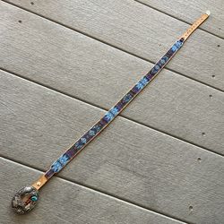 Handmade Sterling and Beaded Leather Belt