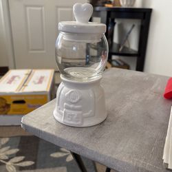 White Glass Gumball Machine