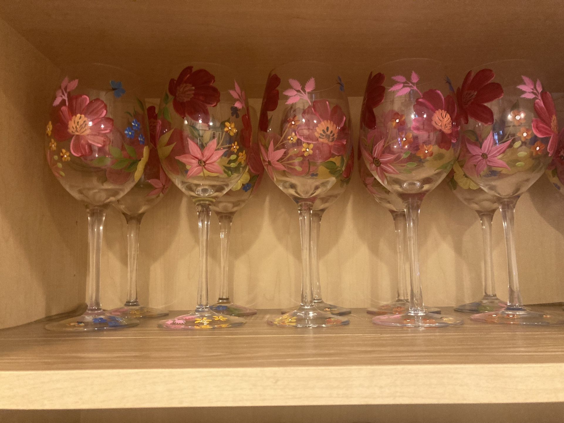 Professionally Hand Painted Wine Glasses