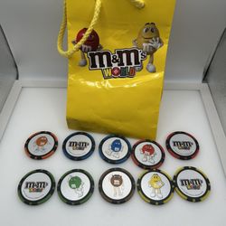 M&M World Las Vegas Casino Chips lot of 10 + bag
