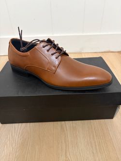 Tan Leather Derby Dress Shoes