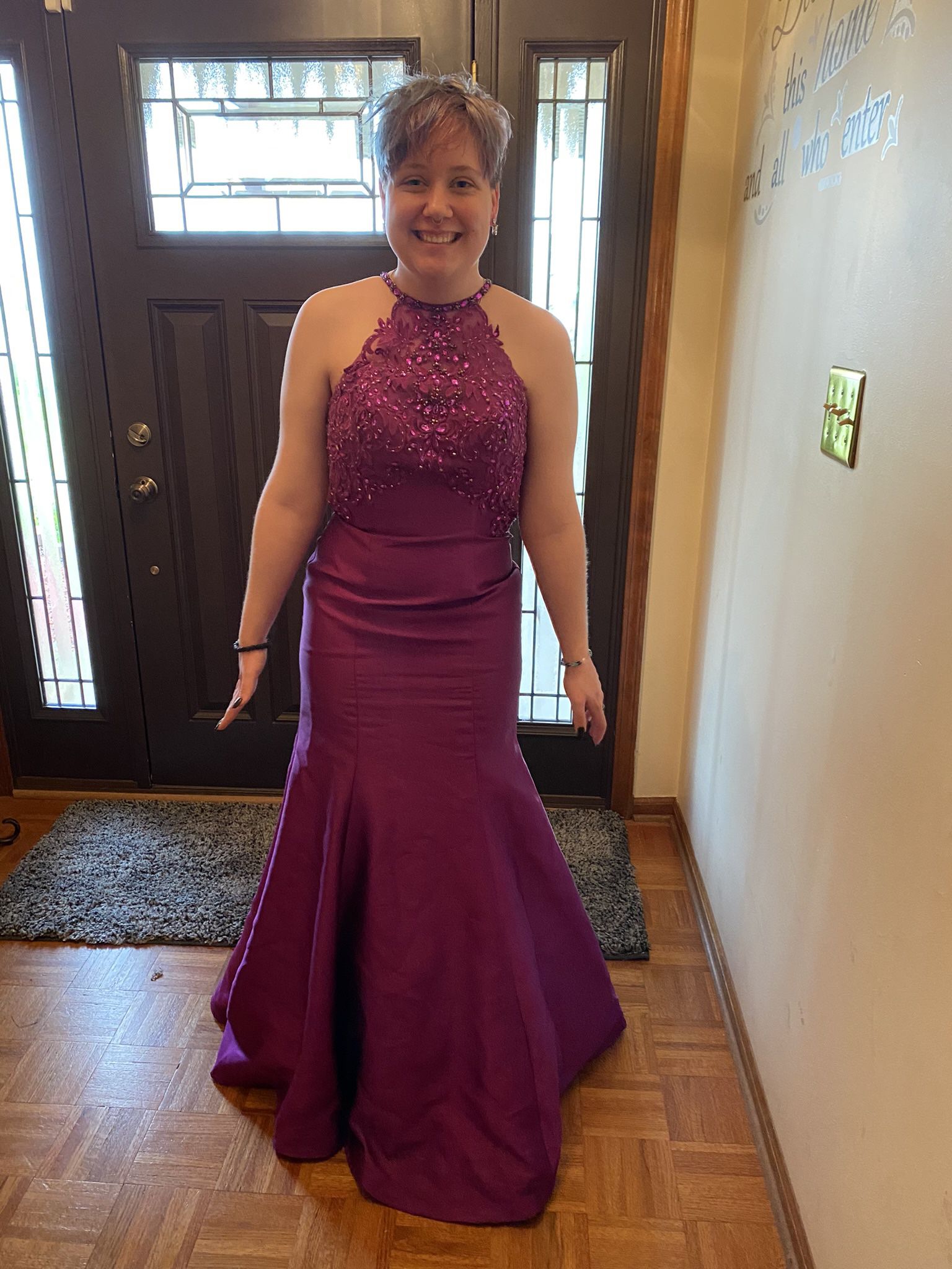 Beautiful Purple Beaded And Silk Prom Dress Size 5/6