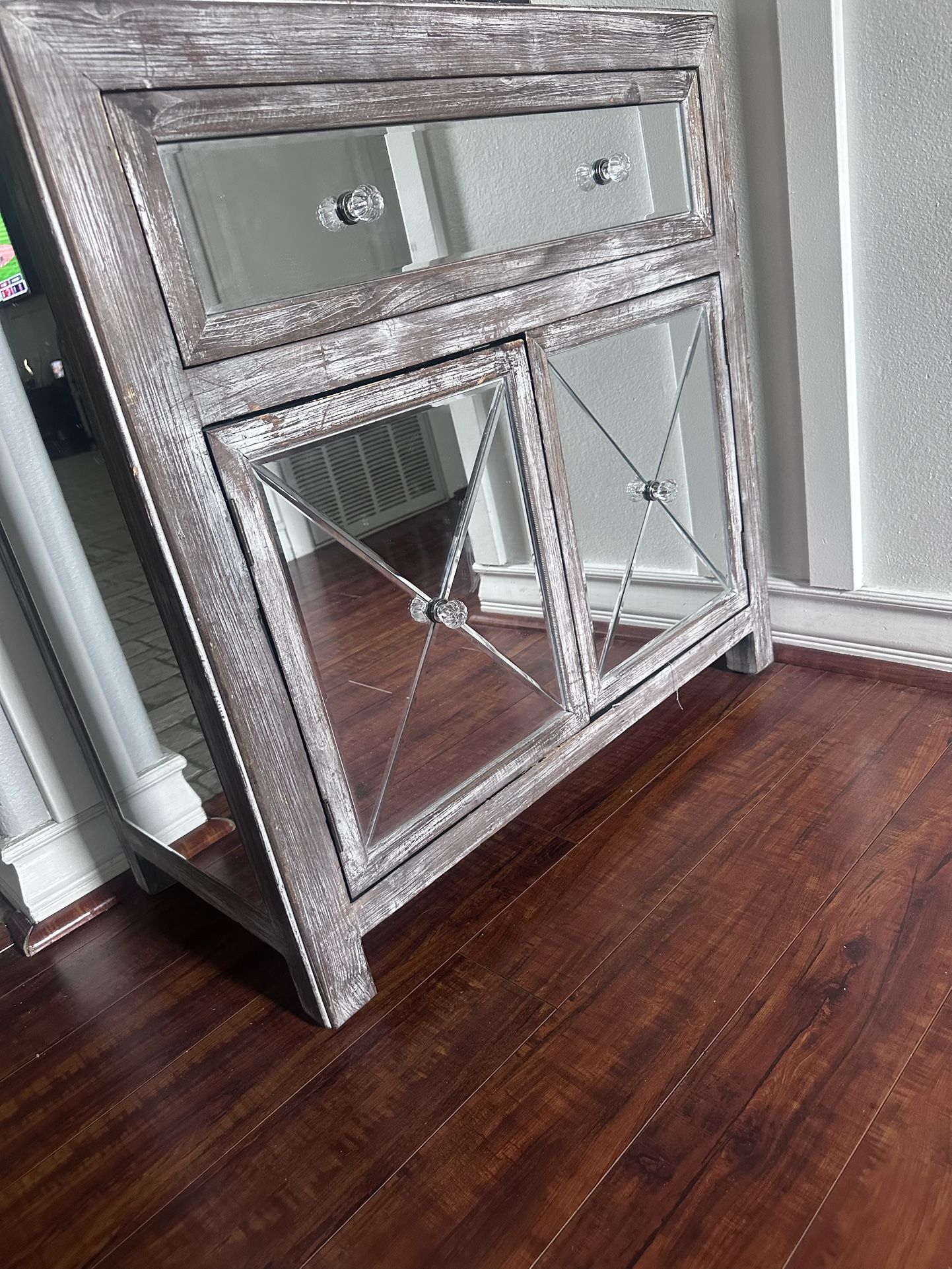Mirror/Wood Chest and Nightstand/End table