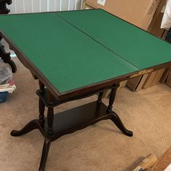 Antique Wood Folding Swivel Game or Display Table 