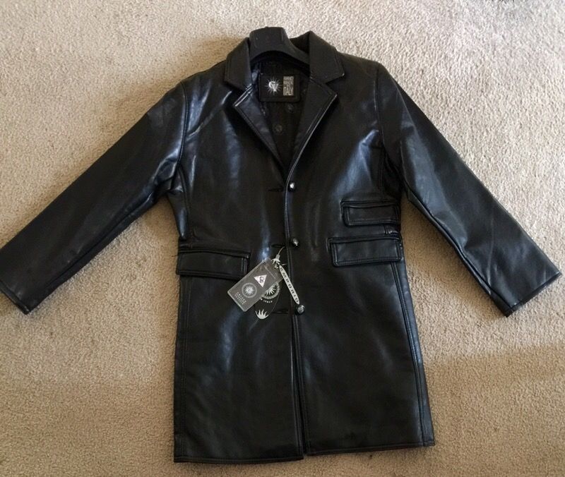 Women's GV Black Leather Coat Hand Made in Italy