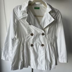 New United Colors of Benetton classic double-breast white coat girls kids 8-9Y