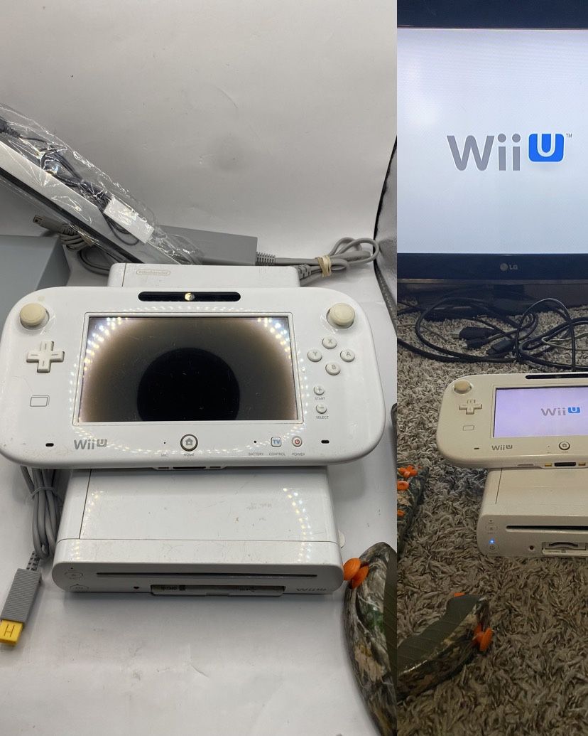 Nintendo Wii U White 8GB Gamepad Wiimote Sensor Cords Tested Authentic WiiU 