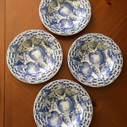 4 unique farmhouse Shallow bowls