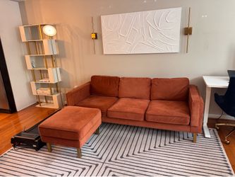 Albany Sofa + Ottoman Set, Rust Velvet w/ Gold Legs (Albany Park)