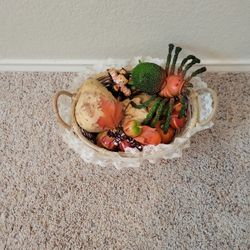 Lace Wiker Basket With Fall Decorations 