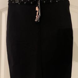 Black Lace Up Stretch Skirt. New with tags
