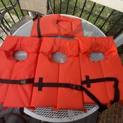 Set Of 4 Life Jackets (3 Adult,1 Youth)