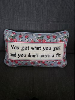 Furbish Studio Needlepoint Lumbar Pillow You Get What You Get Blue Floral