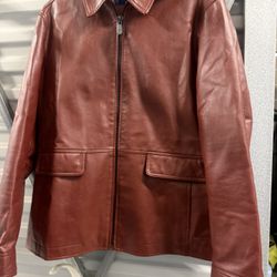 Trussardi Leather Jacket Size M Color Burgundy For Men 