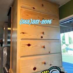 Natural Five Drawer Dresser Solid Wood Chest 