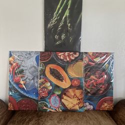 LevvArts 4 Piece Mexican Food Canvas Wall Art Various Vegetable Colorful Food Pictures Wall Decor for Kitchen Dining Room Mexican Restuarant Decoratio