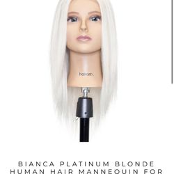 Hairart Platinum Blonde Doll Head