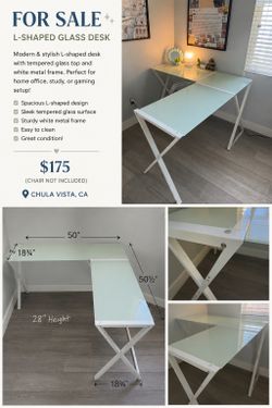 Modern L-Shaped Glass Desk