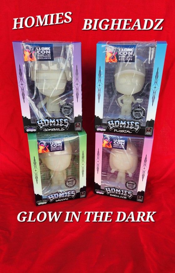 Set of 4 Homies Series #3 Big Headz Night Glow