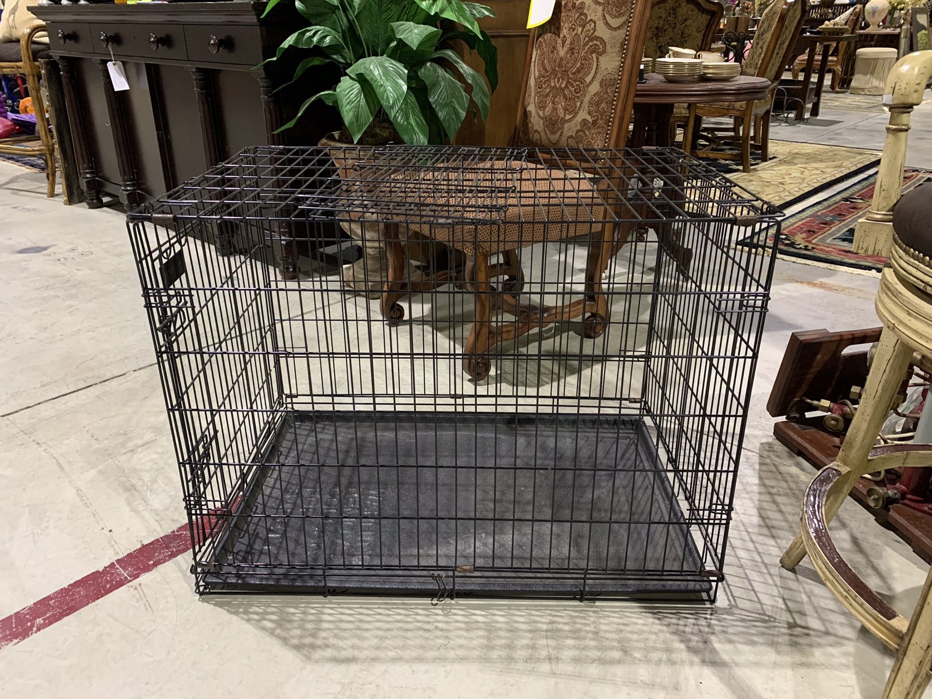 Black Folding Metal Dog Crate - See measurements