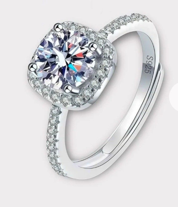 Moissanite Square Halo Ring