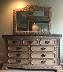 Heavy marble dresser/mirror, $1000