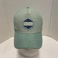 Chaos & Kindness SnapBack Trucker Hat Cap Corduroy Recycled Percussion NH Teal
