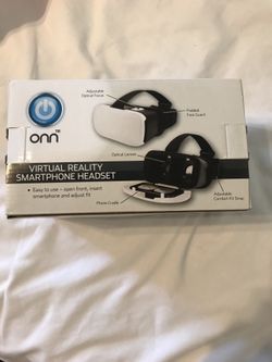 New onn virtual reality smartphone headset white black padded face guard