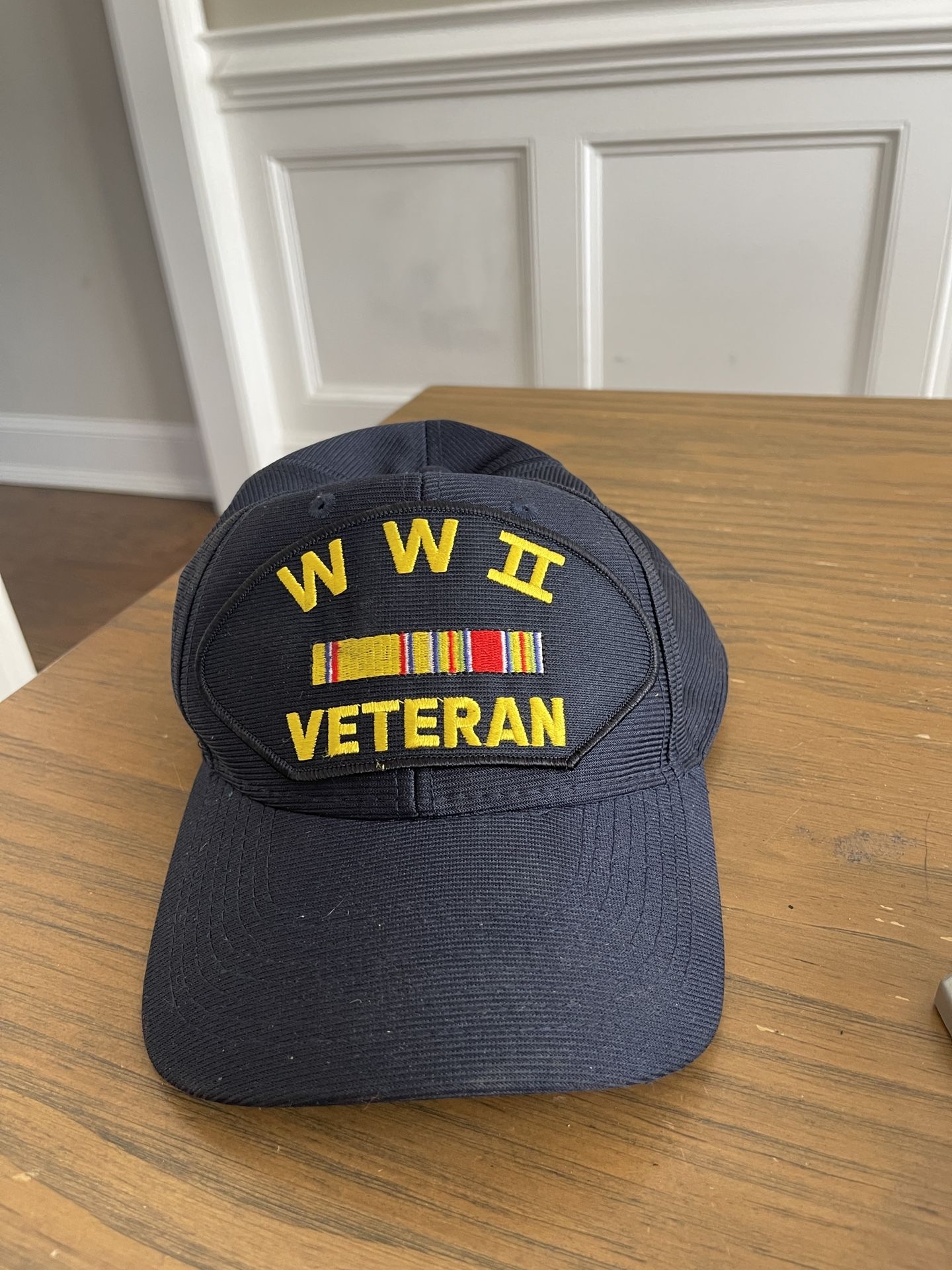 VINTAGE World War II Hat Army RET J.Maddrey STAMP Cap Eagle Crest  U.S.A.