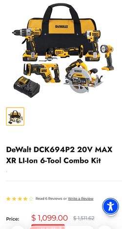 DeWalt DCK694P2 20V MAX XR LI-Ion 6-Tool Combo Kit