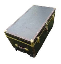 VTG Wheeled Travel Trunk 2 level, Rolling Steamer Chest Handles, Loc31"*16"*12"