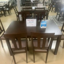 7-Piece Espresso Dining Set Clean Lines, Classic Comfort