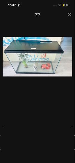 50 gallon fish tank reptile tank aquarium Like New With LED Light 36" x 18" x 19" Glass Aquarium Tank with Black Lid