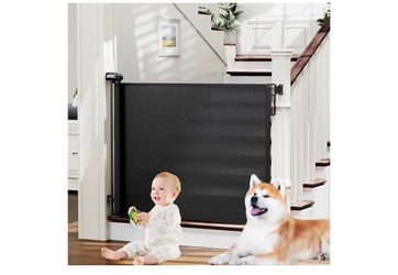 Retractable Baby Gate for Stairs & Doorways, Dog Gate 0-54" W × 34" H, Black