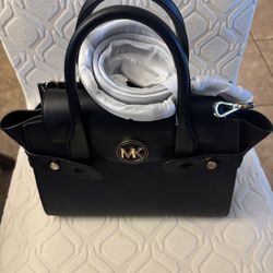 Michael Kors Black Satchel with Gold Accents