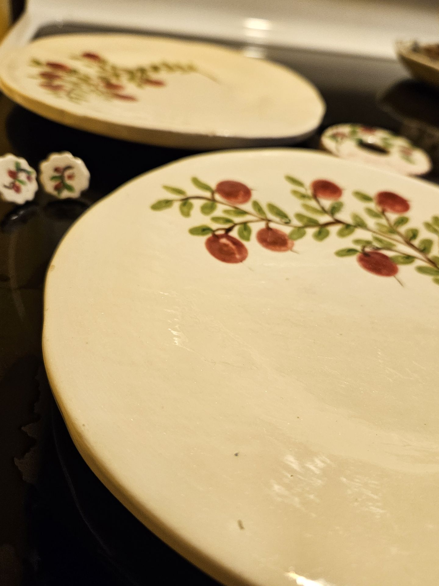 Vintage hand made plates, earrings ,cone incense burner
