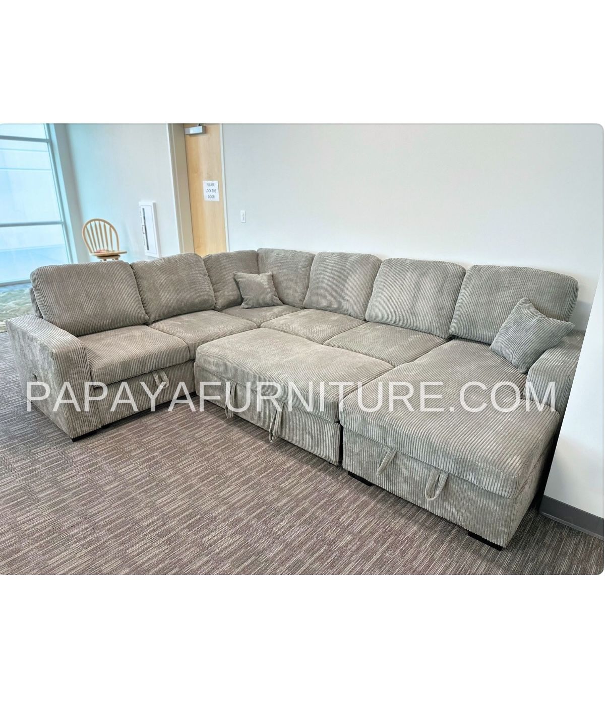 New! Large Sectional Sofa Bed, Plush Sectional Sofa Bed, Sleeper Sofa, Couch, Sectional, Grey Sectional Couch, Gray Sofa Bed,Corduroy Sleeper Sofa Bed