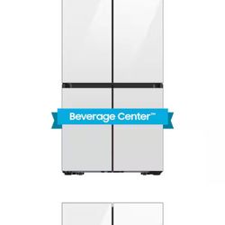 Bespoke 23 cu. ft. Counter Depth 4-Door Flex French Door Refrigerator in White Glass with Beverage Center