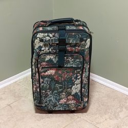 Vintage Floral Rolling Carry-On Suitcase