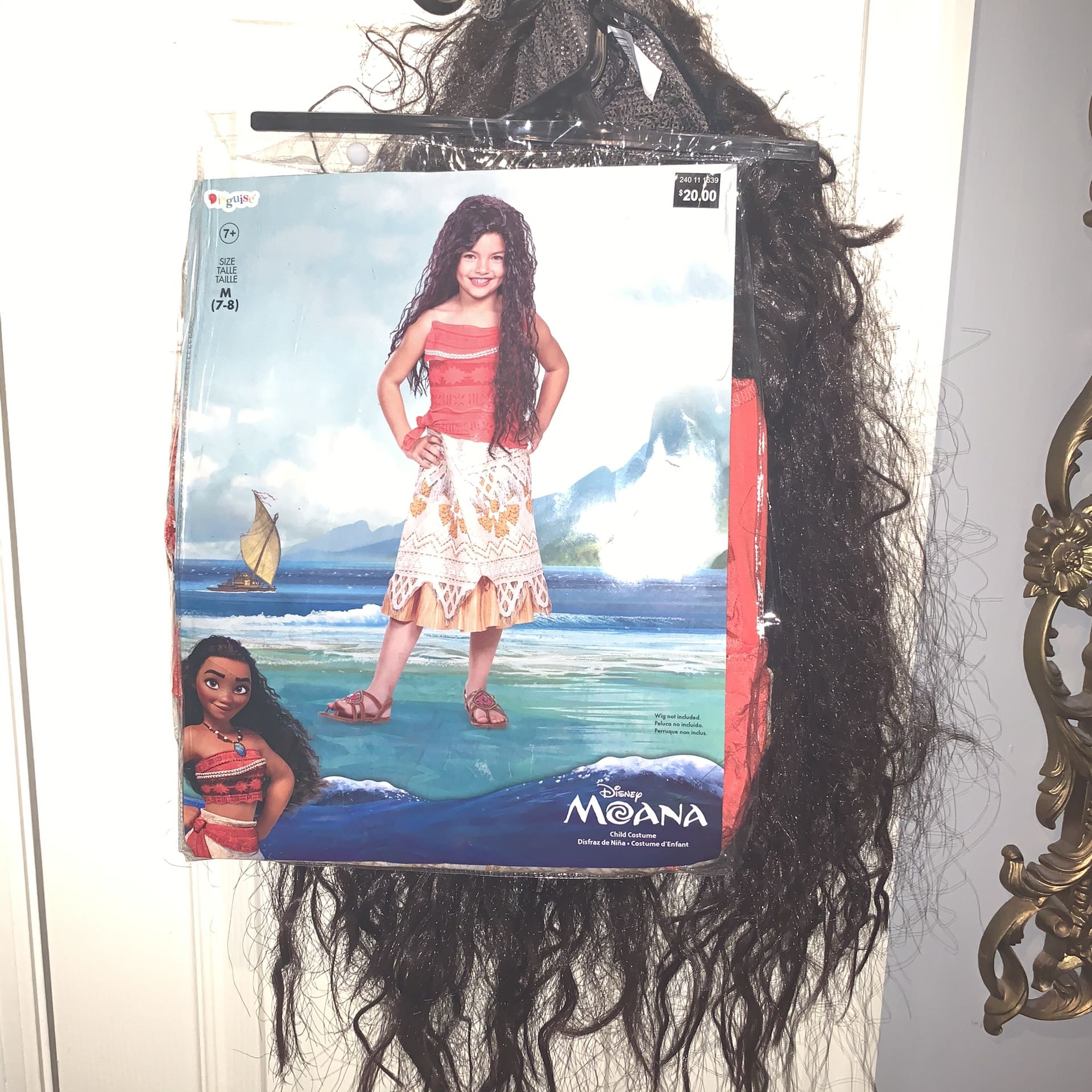 Moana costume with wig size 7-8