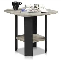 [Used] Furinno Simple Design End Table – French Oak Grey & Black