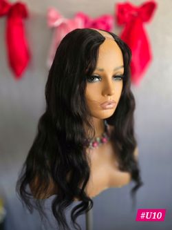 24" Wavy human hair U-Part wig clip in new  hair extensions