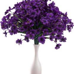 LSYSGSB 16 Bundles Artificial Flowers Purple Outdoor Plant No Fade Fake Flowers for Garden Porch Window Box