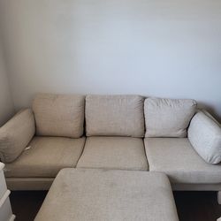 Beige 3-Seater Couch + Ottoman for Sale