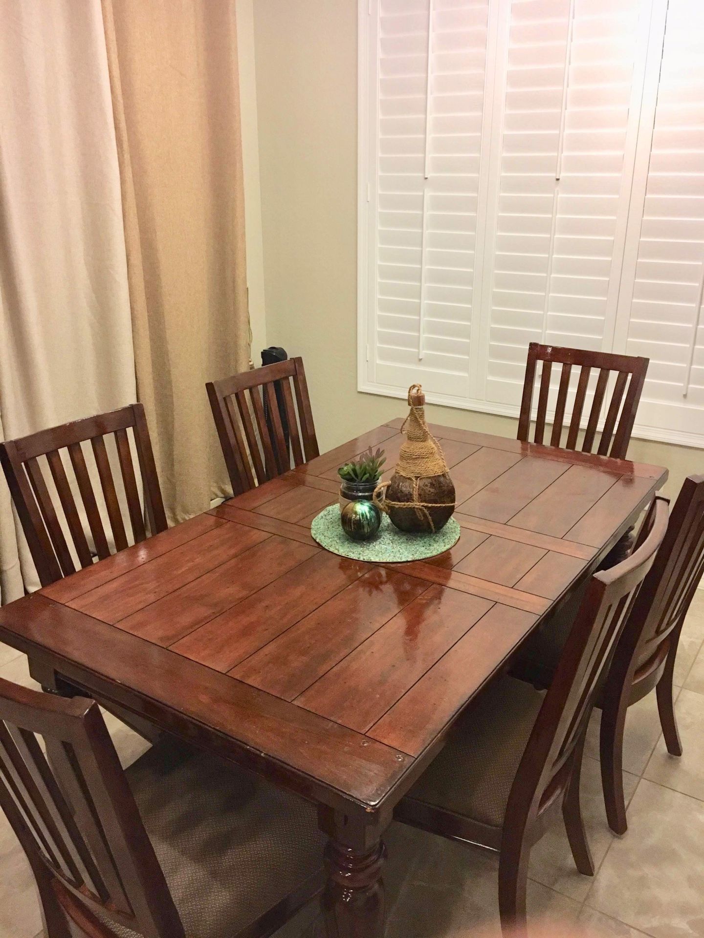 Wooden dining table set with 6 chairs