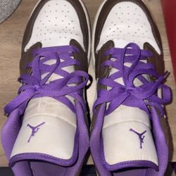 Air Jordan 1 Low Brown And Purple Kids Big Kids Size 7
