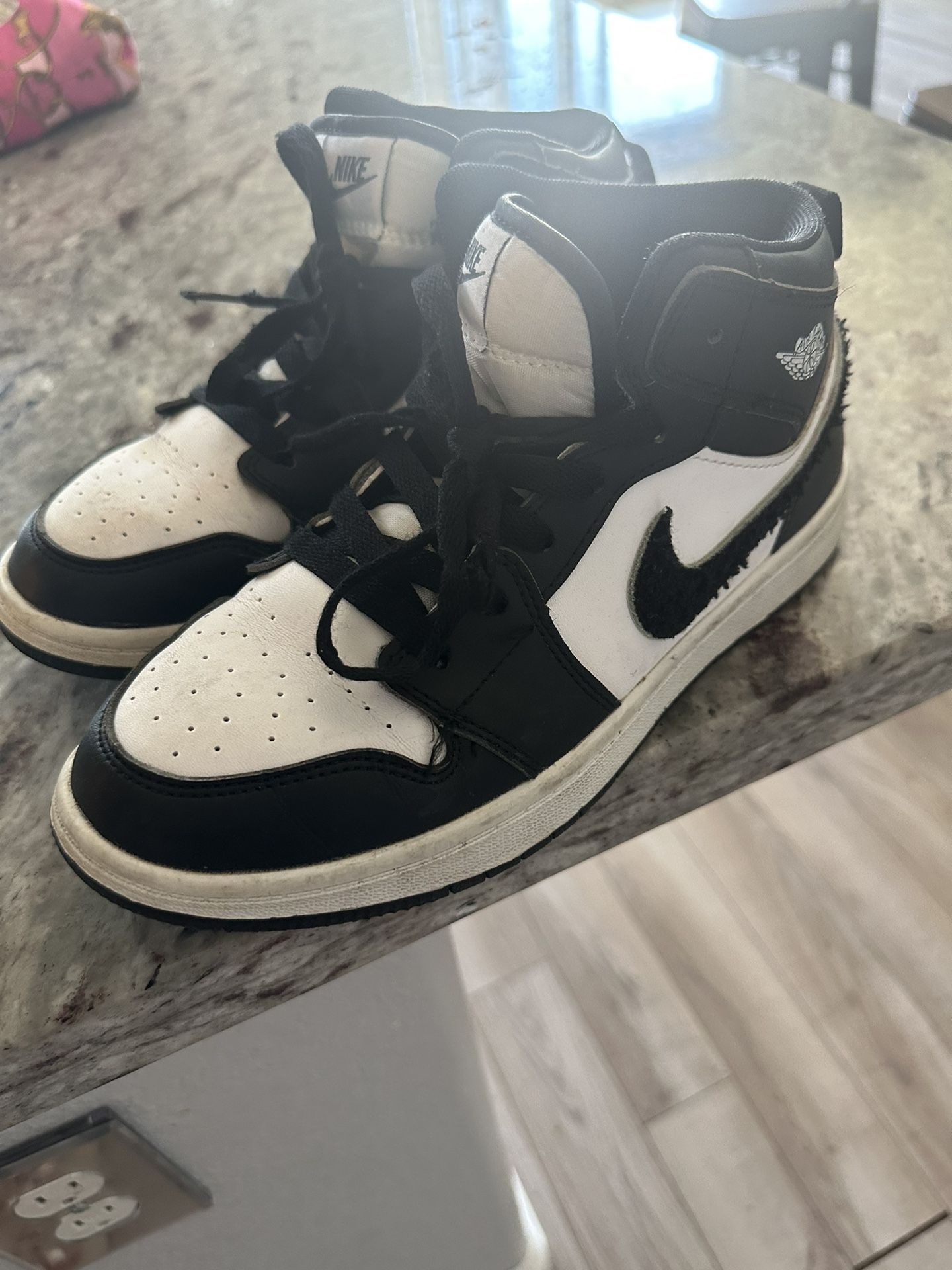 Boys Black And White Air Jordans 1