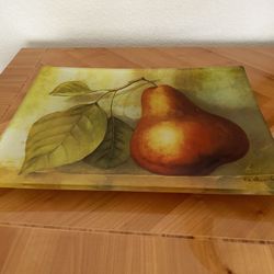Beautiful Glass Large Platter Signed By F. de Villeneuve