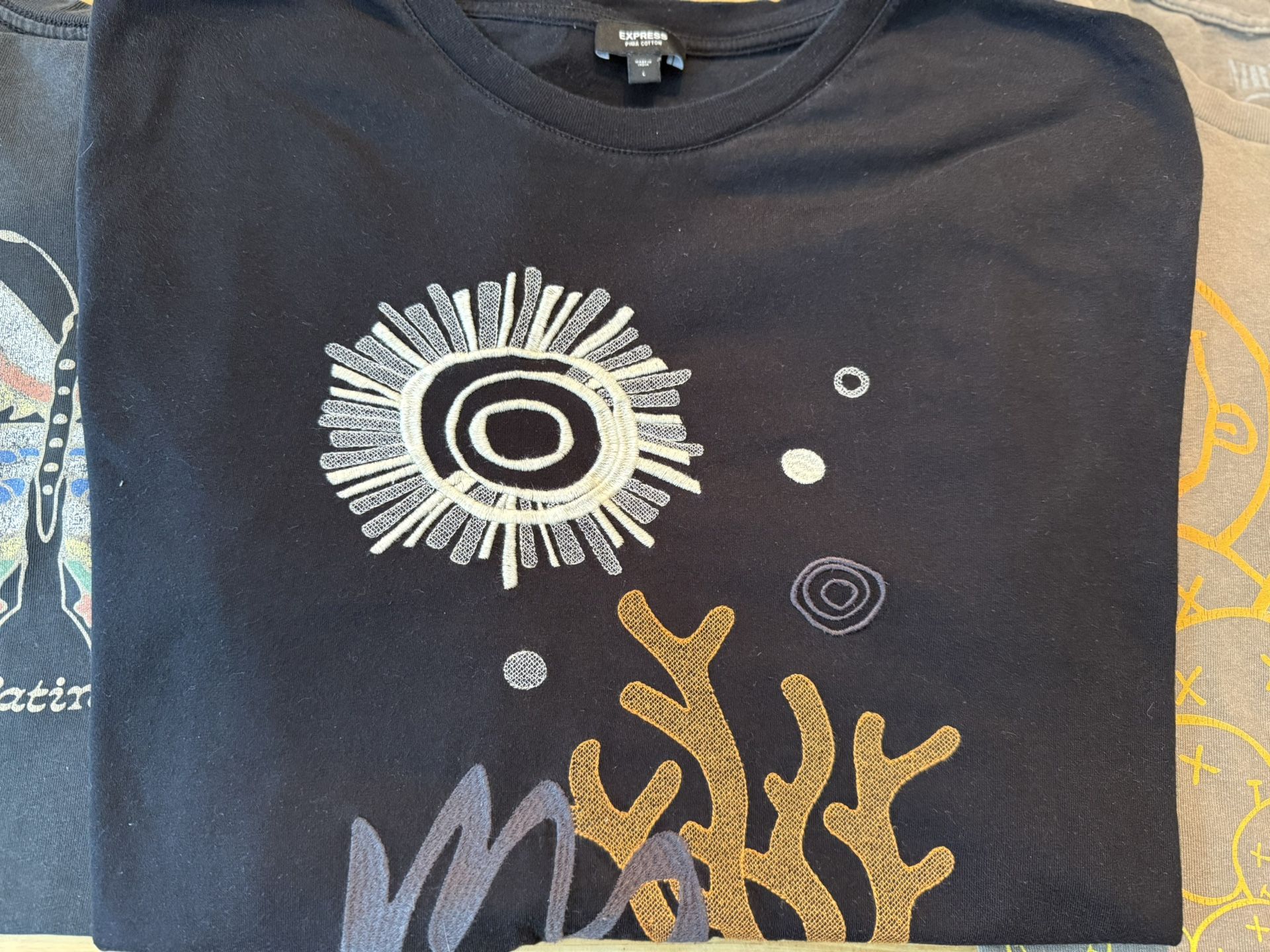 Express Embroidered Graphic T-Shirt, Black. Men’s Size L