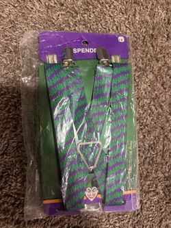 Joker Suspenders Green and Purple